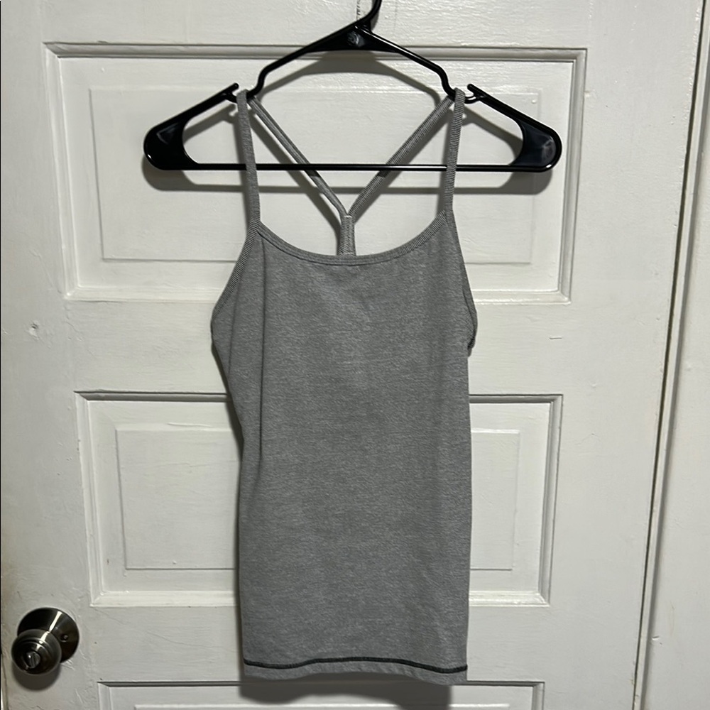 Lululemon Athletica Gray Fitted Backless Tank Top - Picture 1 of 5